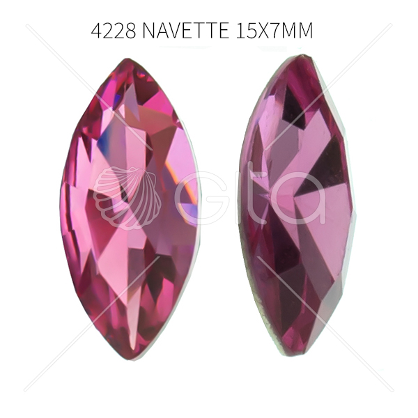 Aurora Crystal A4200 Navette 15x7mm Fuchsia color-6pcs pack 