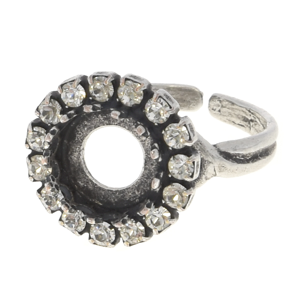 8mm Rivoli Crown open back ring base with Rhinestones