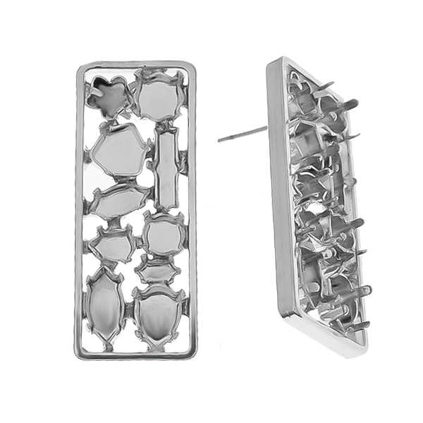 Stud Earring bases mix settings in Rectangle shape elements