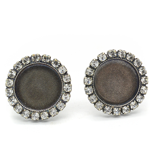 12mm flat back stud earring base with Rhinestones