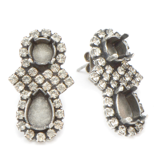 29ss, 10x7mm Pear Shape Stud Earring base with Rhinestones