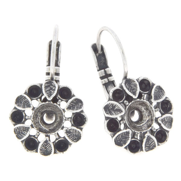 14pp, 24ss Flower with leaves Lever back earring base