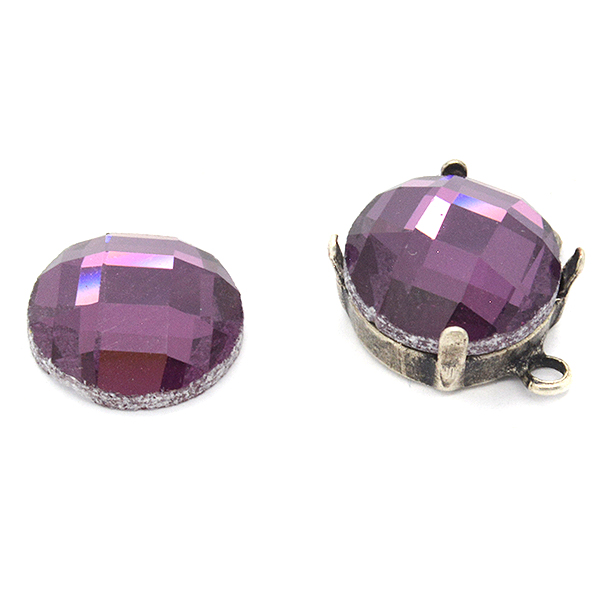 12mm Amethyst color Rivoli faceted cabochon