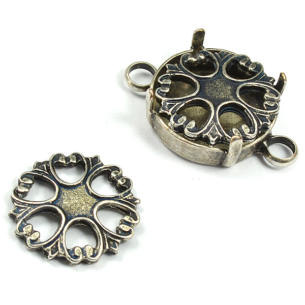 Filigree metal Embedding Element for 16mm Rivoli setting -2pcs pack