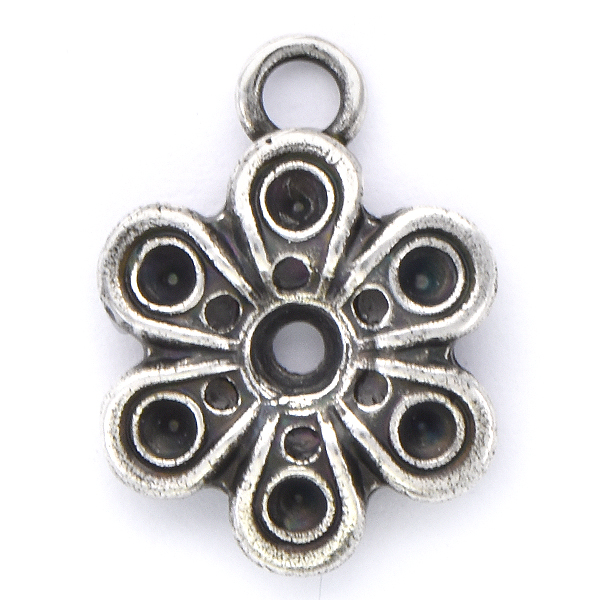 14pp, 24ss Metal Flower Pendant base with top loop