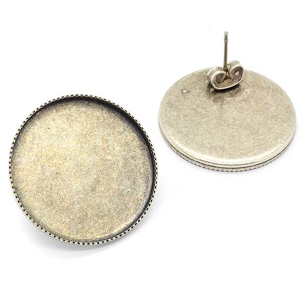 24mm Round stud earrings base 