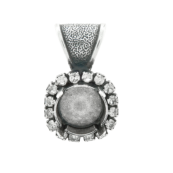 10mm Rivoli stone setting with Rhinestoness  Pendant base with bail