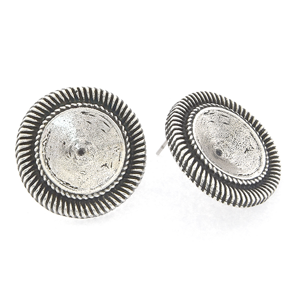 14mm Rivoli with lines Stud Earring base