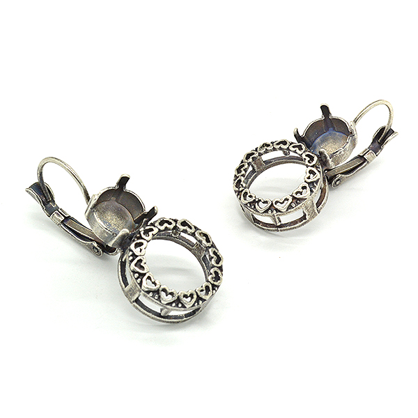 Decorated Rivoli 12mm Setting, 39ss hanging earring bases