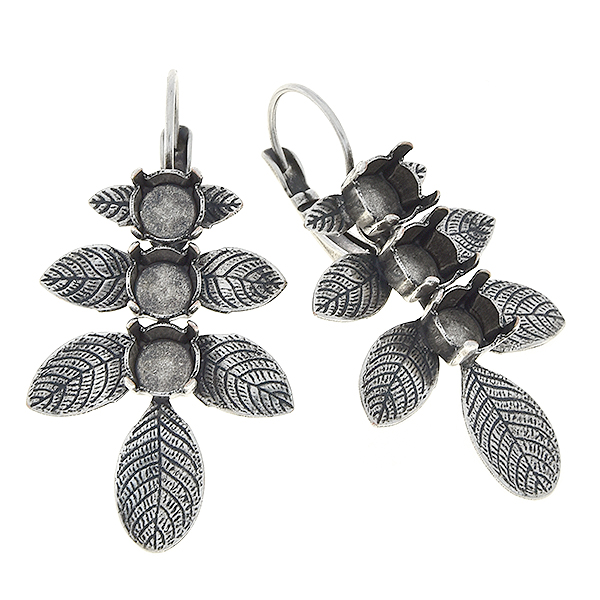 29ss three settings on leaves Lever back earrings bases