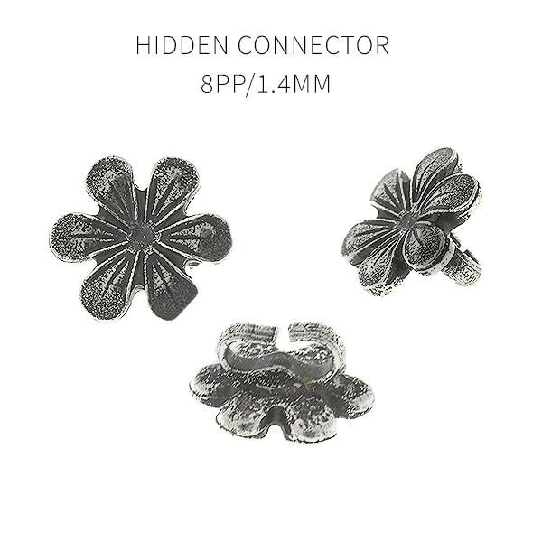 Metal casting 7.8x7.6mm flower element decorated hidden loop Connector