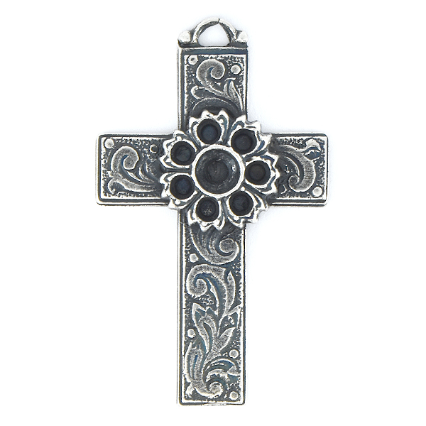 14pp, 32pp Flower on Cross Pendant base with top loop