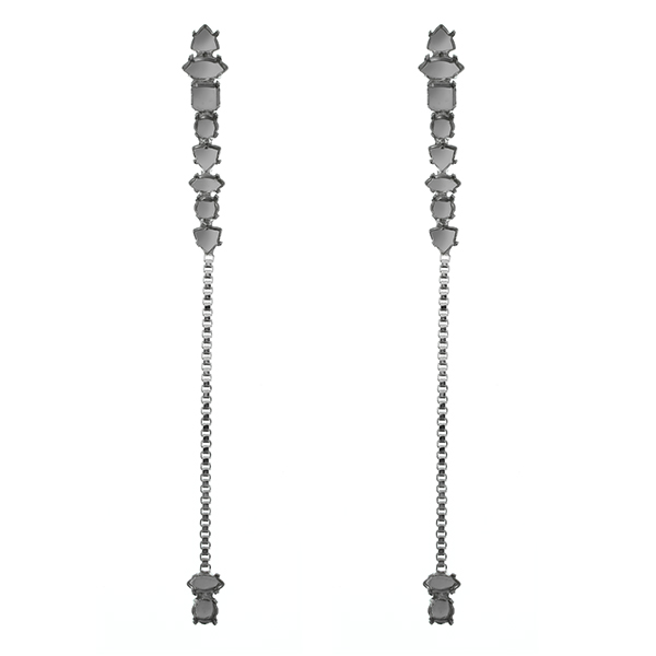 Long chain mixed size settings Stud earring bases