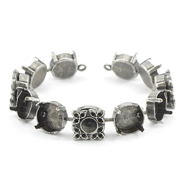 8pp, 24ss, 12mm Rivoli Bracelet base with Floral elements - 11 settings