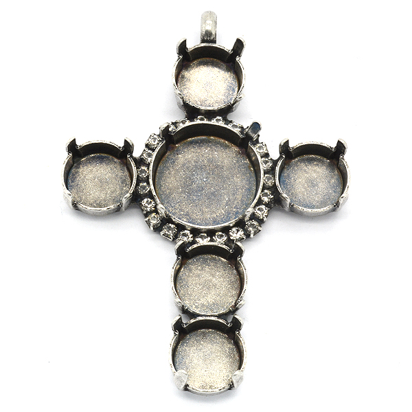 10mm and 18mm Rivoli cross pendant base with Rhinestones