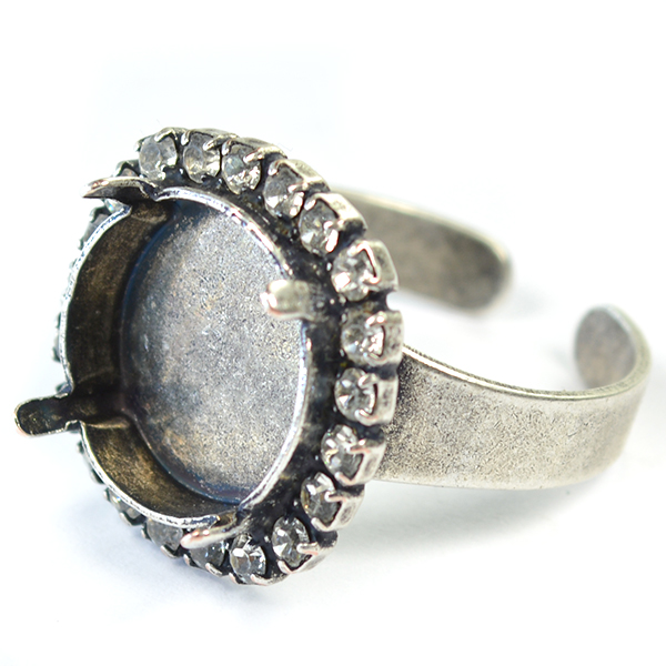 14mm Rivoli Ring base with Rhinestoness around 