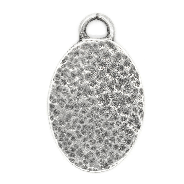 Hammered Texture Asymmetric Oval 16X12mm with top loop  pack