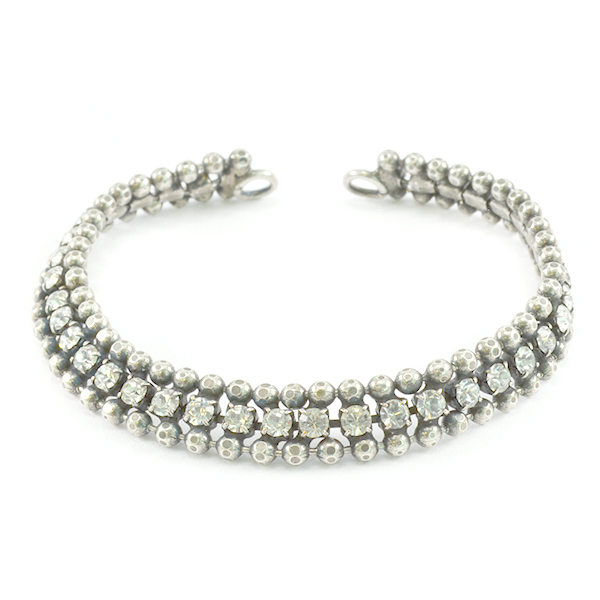 Faceted 2mm ball chain with Rhinestones bracelet base - 14cm