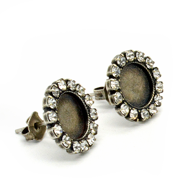 39ss/8mm flat back Stud earring base with Rhinestones 