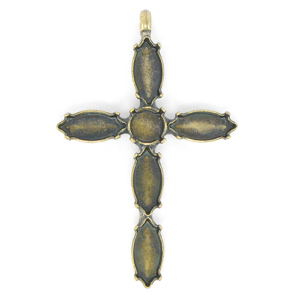 39ss, 15x7mm Navette cross pendant base with top loop