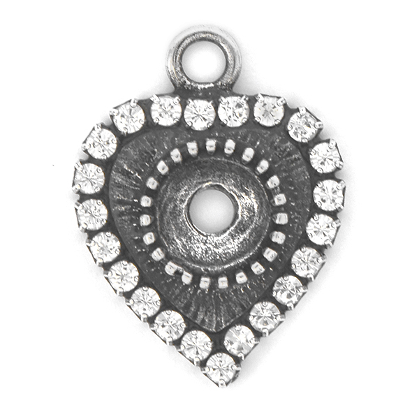 39ss Heart shaped Pendant base with Rhinestones