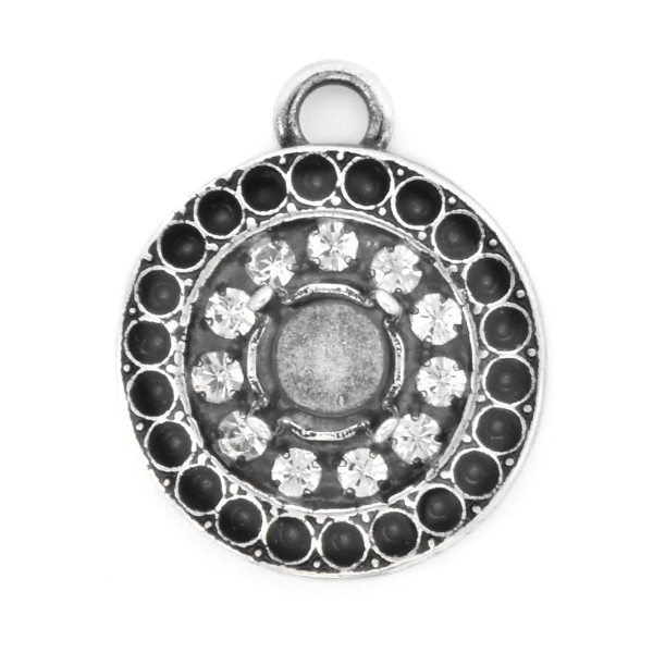 8pp, 29ss Round Pendant base with Rhinestones and top loop