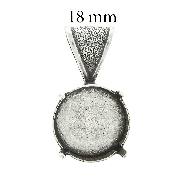 18mm Rivoli Pendant base with soldered wide bail 