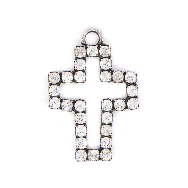  Rhinestone Cross Pendant base with top loop