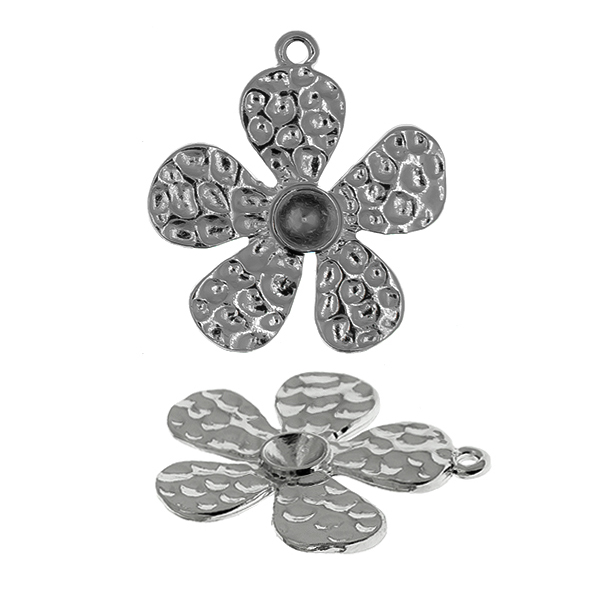 24ss metal stamping Flower Pendant with top loop 