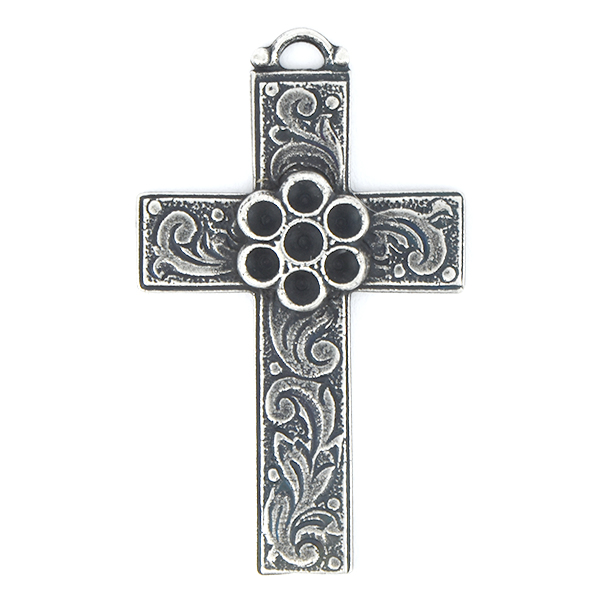 18pp Flower on Cross Pendant base with top loop