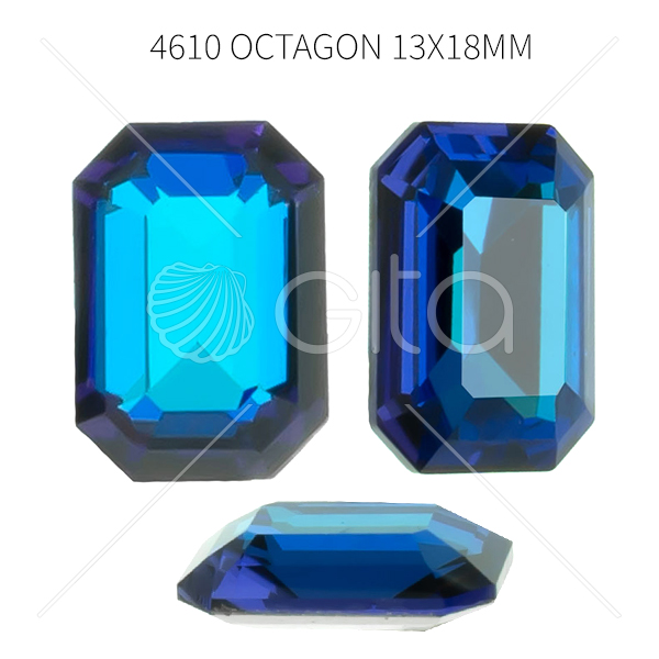 Aurora A4610 Step Cut Octagon 18x13mm Bermuda Blue color-2pcs pack