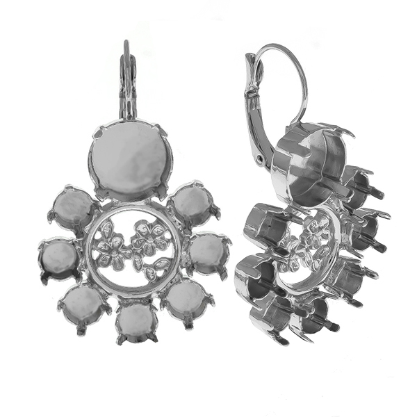 29ss/12mm Rivoli settings with 14mm framed Capucine Flower elements Lever back earring bases