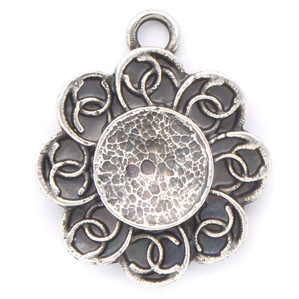 10mm Rivoli Metal Flower Pendant base with top loop