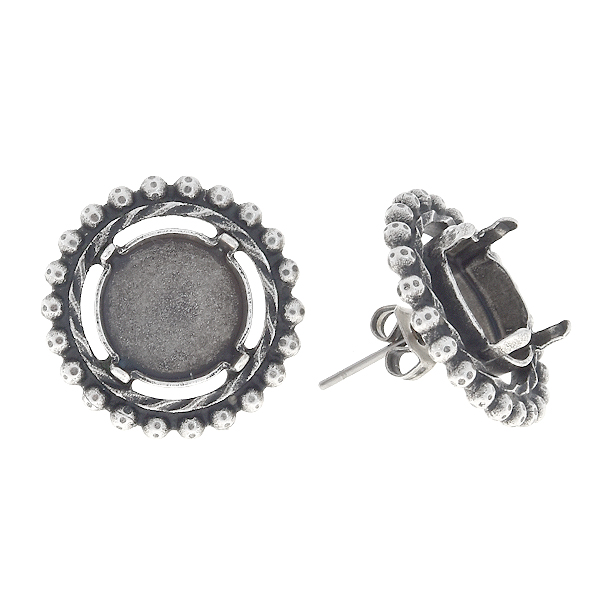 12mm Rivoli in ball chain circle stud earring base