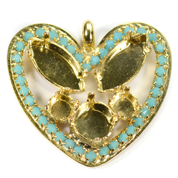 Heart Pendant base with rhinestones chain 