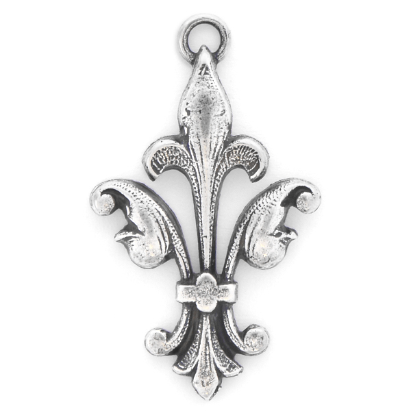 Fleur De Lis Metal Pendant base with loop