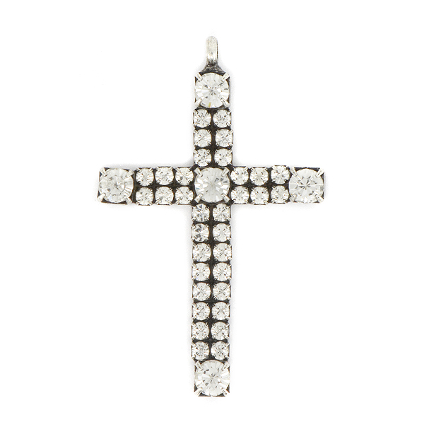 14pp and 32pp Rhinestone Cross Pendant base with top loop