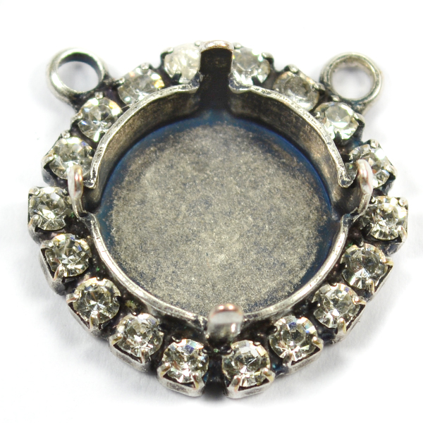 12mm Rivoli stone setting with Rhinestones and 2 loops