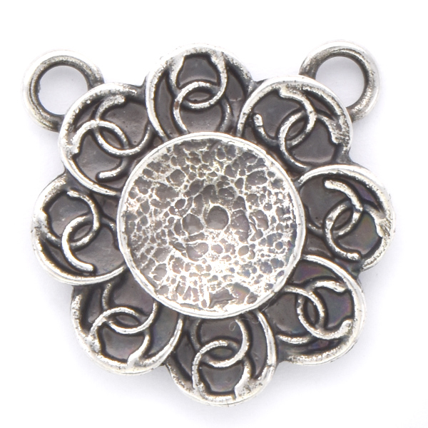 10mm Rivoli Metal Flower Pendant base with 2 top loops