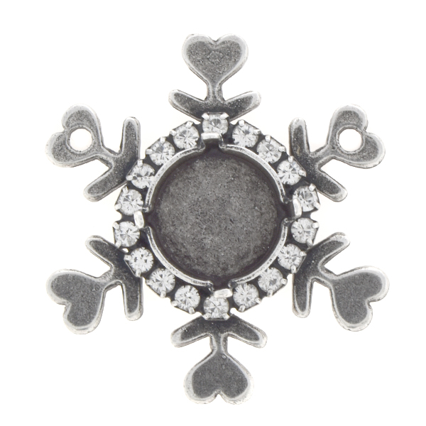 12mm Rivoli Snowflake Pendant base with rhinestone and 2 loops