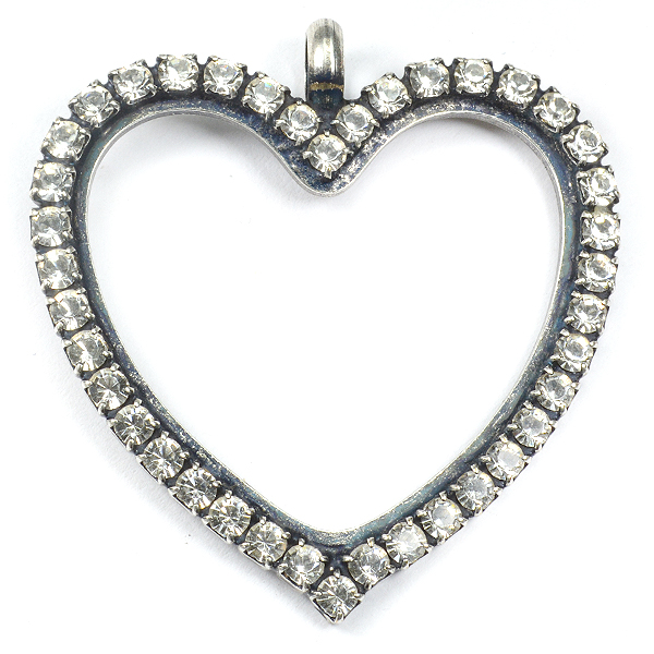 36X38mm Hollow Heart shape base Rhinestones and top loop