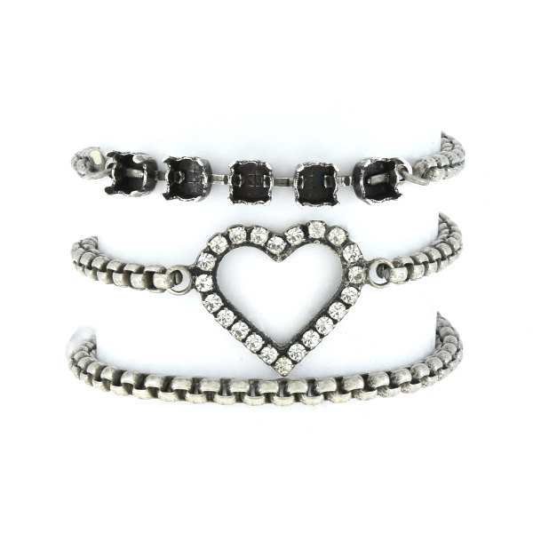 29ss settings with Swarovski rhinestone heart Wrap Around Bracelet base 