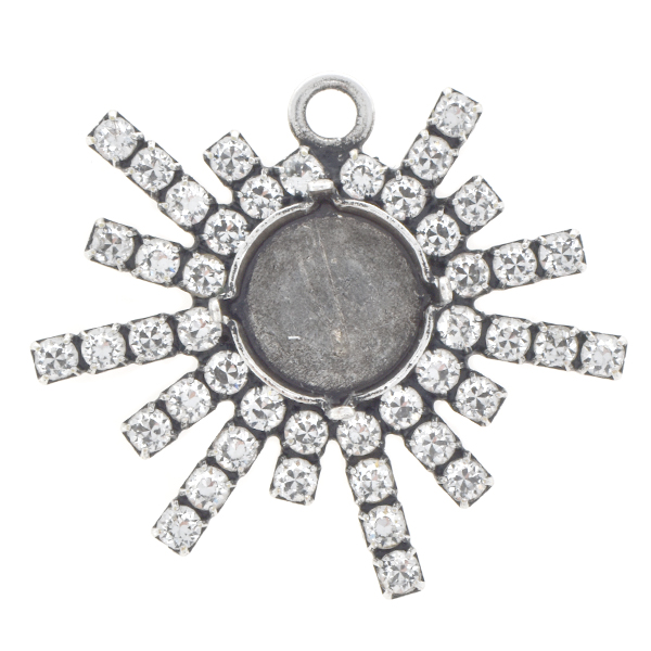 12mm Rivoli Snowflake with rhinestone Pendant base with top loop