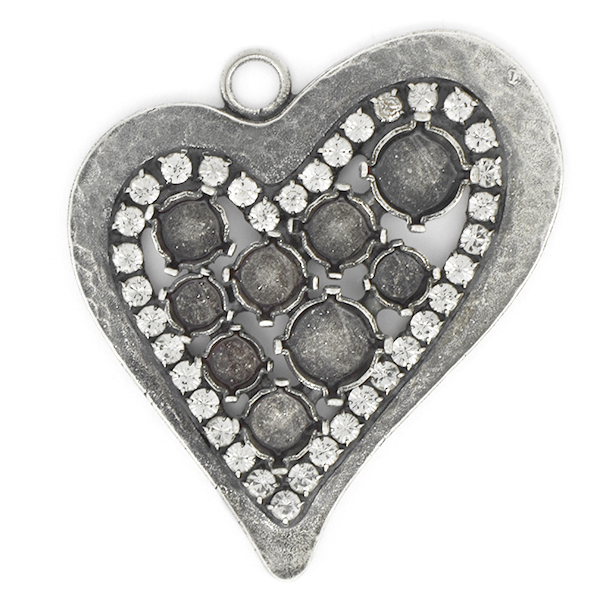 24ss, 29ss, 39ss Heart Pendant base with Rhinestones