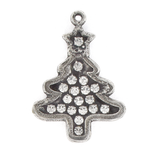 14pp Rhinestones Christmas tree Pendant base with top loop