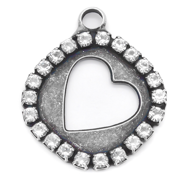 Heart shape with Rhinestones and top loop