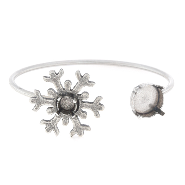 29ss, 12mm Rivoli Snowflake open bangle bracelet base