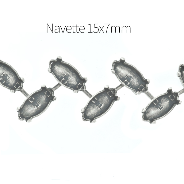 15x7mm Navette ZigZag empty cup chain by meter 