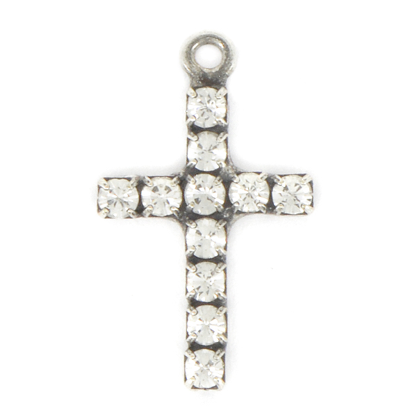 14pp rhinestones Cross Pendant Base with top loop