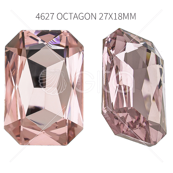  Aurora A4627 Octagon 27x18mm Light Rose color-1pc pack